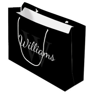Sacola Para Presentes Grande Monograma Personalizado e Nome Preto
