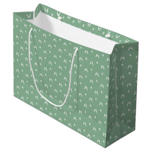 Sacola Para Presentes Grande Monograma verde suave minimalista