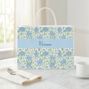Sacola Para Presentes Grande Monomarca de Nome Aquarela Flor Silvestre Azul Ver