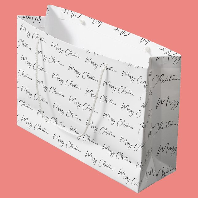 Sacola Para Presentes Grande Monotone Negro e Elegante Feliz Natal (Criador carregado)