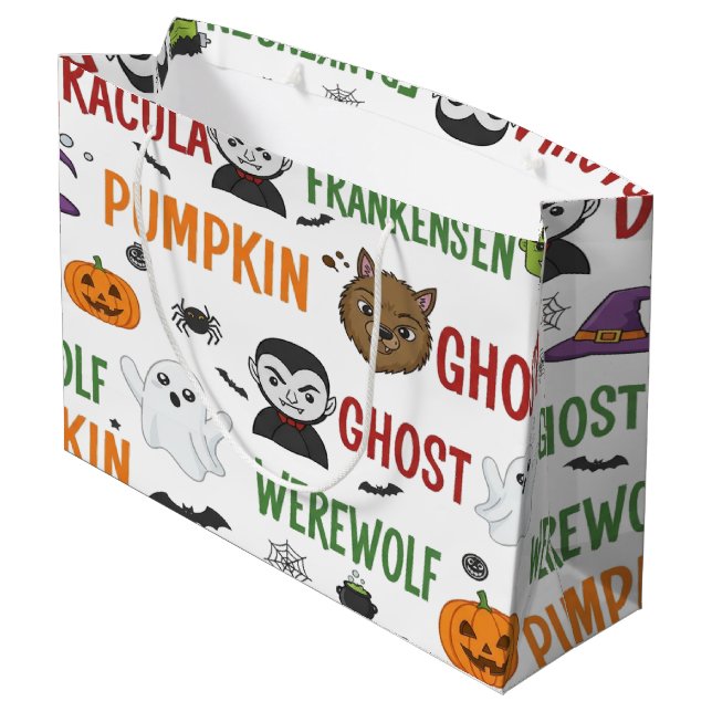 Sacola Para Presentes Grande Monster Candy Parade Para O Dia Das Bruxas (Verso inclinado)