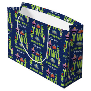 Sacola Para Presentes Grande Monstro Alien Cute Espaço Nome Idade Aniversário C