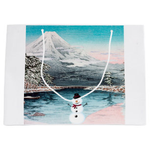 Sacola Para Presentes Grande Monte Fuji e um boneco de neve