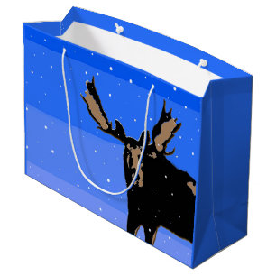 Sacola Para Presentes Grande Moose no inverno - Arte original sobre a vida selv