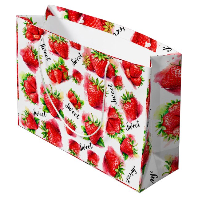 Sacola Para Presentes Grande Morango Cugado (Verso inclinado)