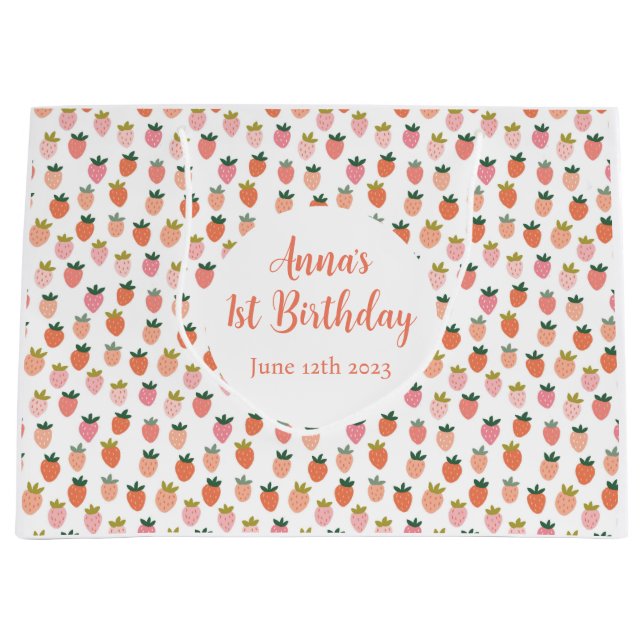 Sacola Para Presentes Grande Morango Cugado (Frente)