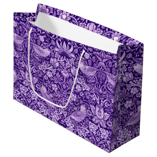 Sacola Para Presentes Grande Morango - Roxo, William Morris - Grande Presente (Frente inclinada)