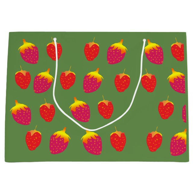 Sacola Para Presentes Grande Morangos - Saco de Presente Personalizado (Frente)