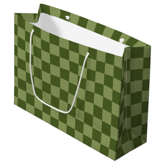 Sacola Para Presentes Grande Moss Green Checkerboard (Frente inclinada)