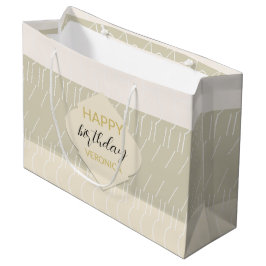 Sacola Para Presentes Grande Mostarda Moderna Blush Geométrico Monograma