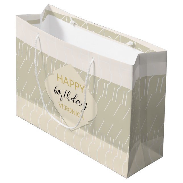 Sacola Para Presentes Grande Mostarda Moderna Blush Geométrico Monograma (Frente inclinada)