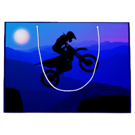 Sacola Para Presentes Grande Motocross da noite de lua cheia