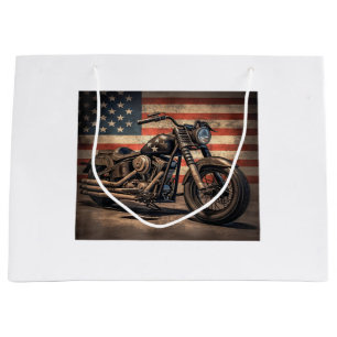 Sacola Para Presentes Grande Motorcycle USA Flag Biker