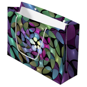 Sacola Para Presentes Grande Movimentos Coloridos Abstrato Trippy Fractal Art