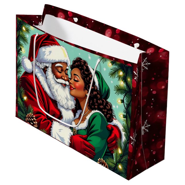 Sacola Para Presentes Grande Mr and Mrs Clause Sweet Christmas  (Frente inclinada)