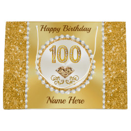 Sacola Para Presentes Grande Muito Personalizado, 100º aniversário do Bag do Pr