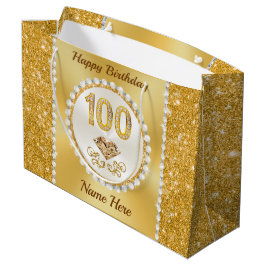 Sacola Para Presentes Grande Muito Personalizado, 100º aniversário do Bag do Pr