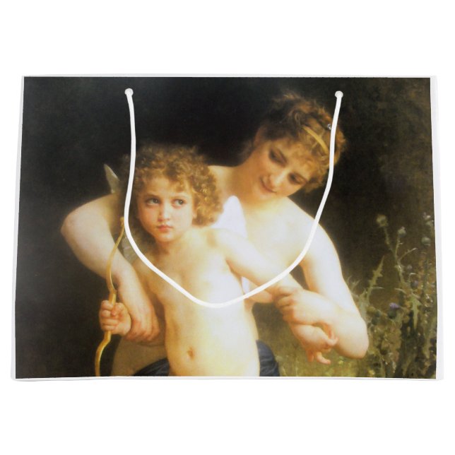 Sacola Para Presentes Grande Mulher com Cupido, Bouguereau (Frente)