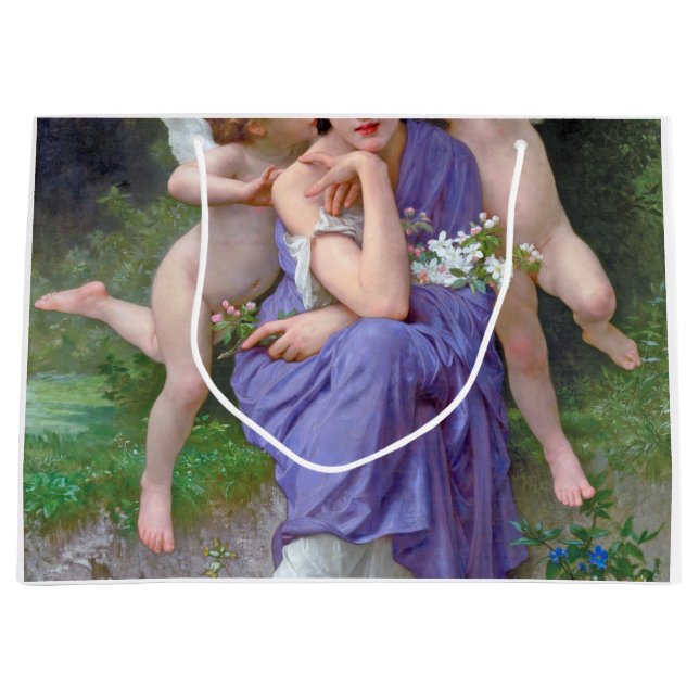 Sacola Para Presentes Grande Mulher com Cupido, Bouguereau (Frente)