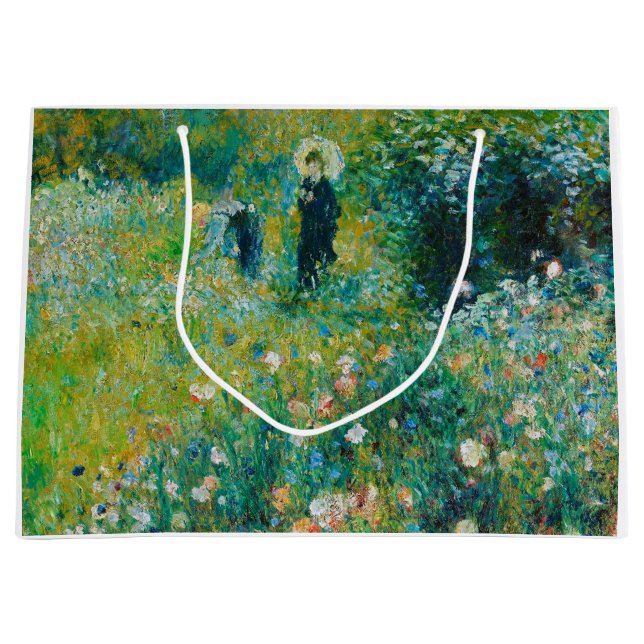 Sacola Para Presentes Grande Mulher com Parasol, Jardim, Renoir (Frente)