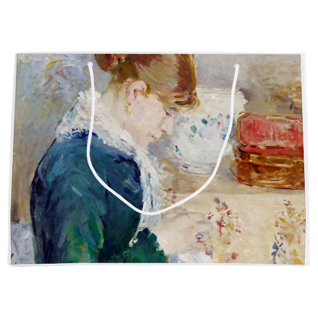 Sacola Para Presentes Grande Mulher costurando, Berthe Morisot (Frente)