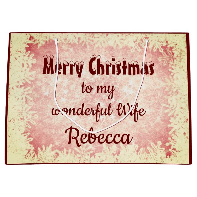 Sacola Para Presentes Grande Mulher de Natal Personalizada (Frente)