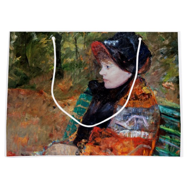 Sacola Para Presentes Grande Mulher sentada no banco, Mary Cassatt (Frente)