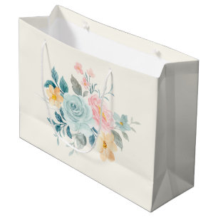 Sacola Para Presentes Grande Na moda cor-de-rosa e Buquê azul da ventoinha