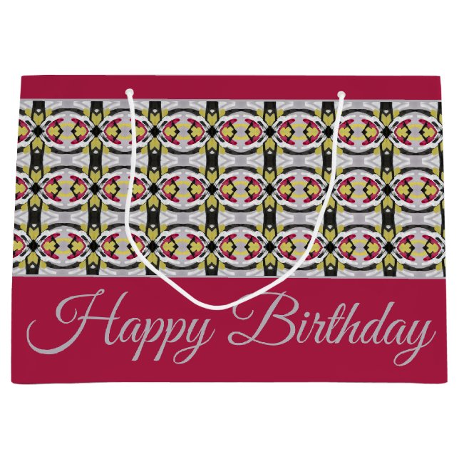 Sacola Para Presentes Grande Na moda de Borgonha Design com Padrão (Frente)