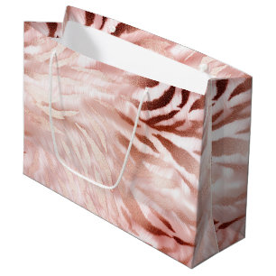 Sacola Para Presentes Grande Na moda Girly Rosa Rosa Rosa Dourada Zebra Glam Gl