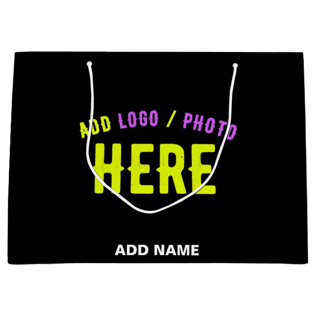 SACOLA PARA PRESENTES GRANDE NA MODA MODERNO PERSONALIZÁVEL NEGRO VERIFICADO CO (Frente)