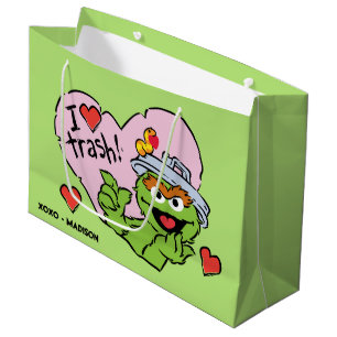 Sacola Para Presentes Grande Namorados Oscar "I Love Trash"