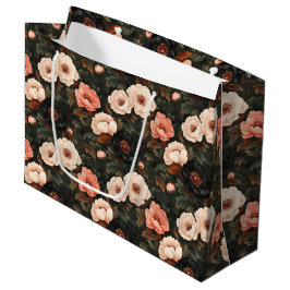 Sacola Para Presentes Grande Natais vintages Floral Pink e Verde Escuro