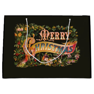 Sacola Para Presentes Grande Natais vintages ornamentados saudação