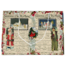 Natais vintages Santas, Crianças, Notas Musicais 