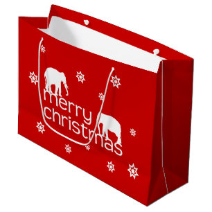 Sacola Para Presentes Grande Natal alegre do elefante