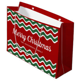 Sacola Para Presentes Grande Natal Alegre Vermelho E Verde Moderno