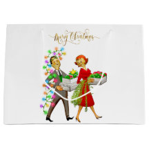 Natal Antigo Casal dos Anos 50 Feliz Natal