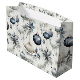 Sacola Para Presentes Grande Natal Azul e Dourado sofisticado