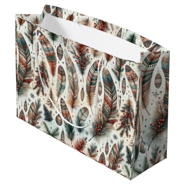 Sacola Para Presentes Grande Natal Boho (Verso inclinado)