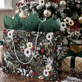 Sacola Para Presentes Grande Natal Botânico Alegre Personalizado