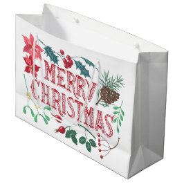 Sacola Para Presentes Grande Natal Botânico Tradicional