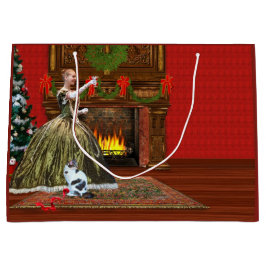 Sacola Para Presentes Grande Natal, casa do vintage, brinde do feriado