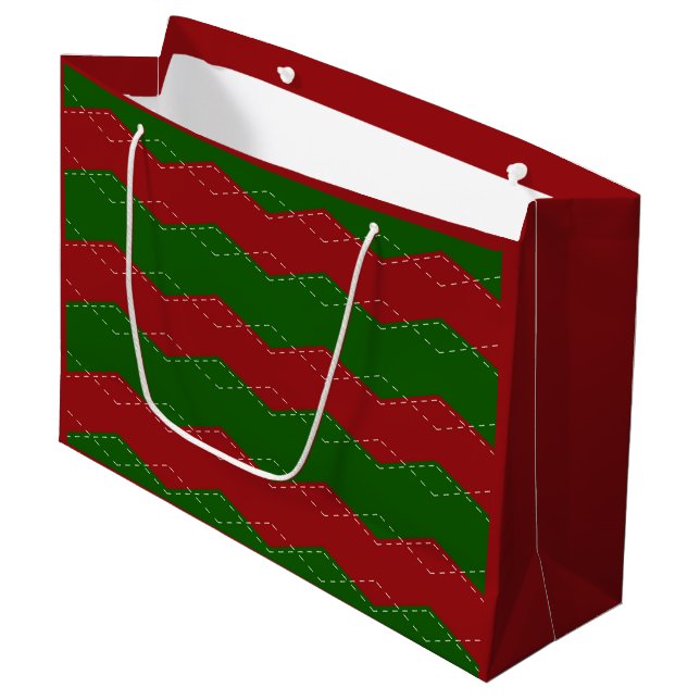 Sacola Para Presentes Grande Natal clássico vermelho e verde (Frente inclinada)