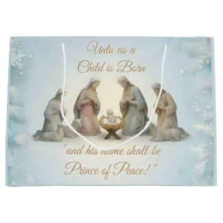 Sacola Para Presentes Grande Natal com Design Cristão