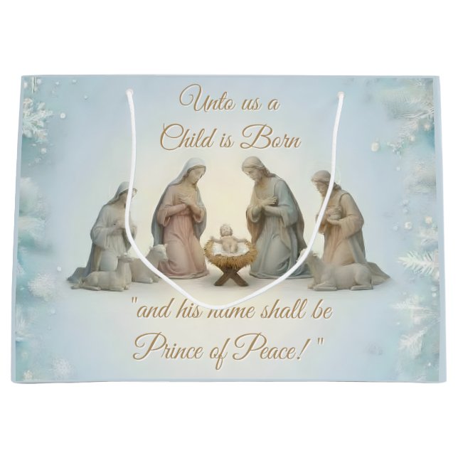 Sacola Para Presentes Grande Natal com Design Cristão (Frente)