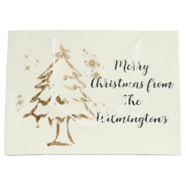 Sacola Para Presentes Grande Natal da árvore Ouro festiva