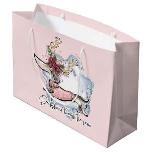 Sacola Para Presentes Grande Natal Dachschund Através Do Cão Festivo De Neve