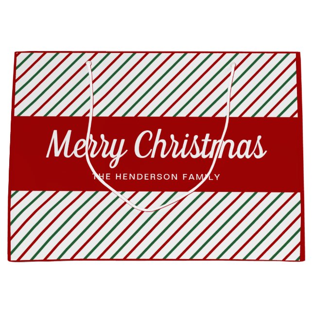 Sacola Para Presentes Grande Natal das Gretas Vermelhas e Brancas Elegantes (Frente)