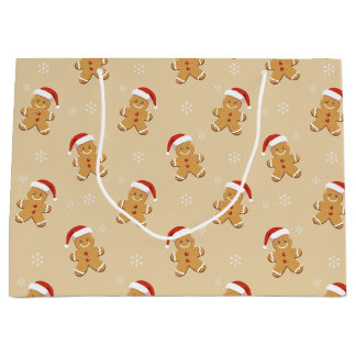 Sacola Para Presentes Grande Natal de Biscoito de Gengibre Alegre